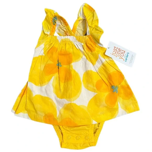 Carters, New Born, Onesie, Yellow, Floral, Summer Dress. - Picture 1 of 4